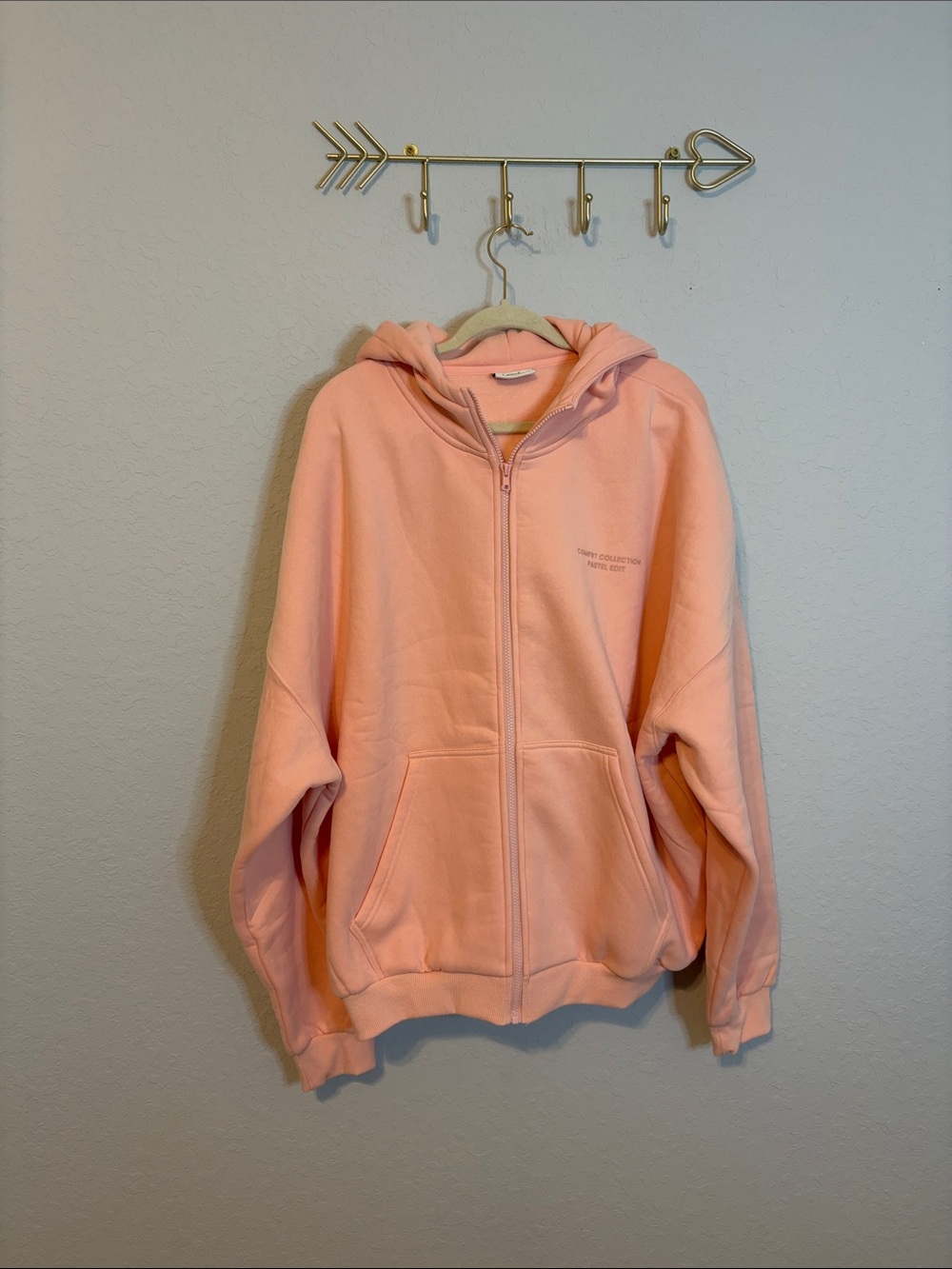 Comfrt Pastel Edit Full-Zip Hoodie Peach/Pink NWOT